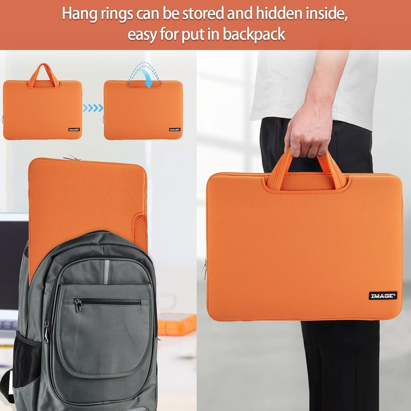 Image A4 Protective Case with Pockets, Carrying Bag for Travel, Storage Cover, Compatible with A4 Tracing LED Light Pad, Coloring Board & Laptop, Notebook, Most Tracing Light Tables - Orange - Image 3